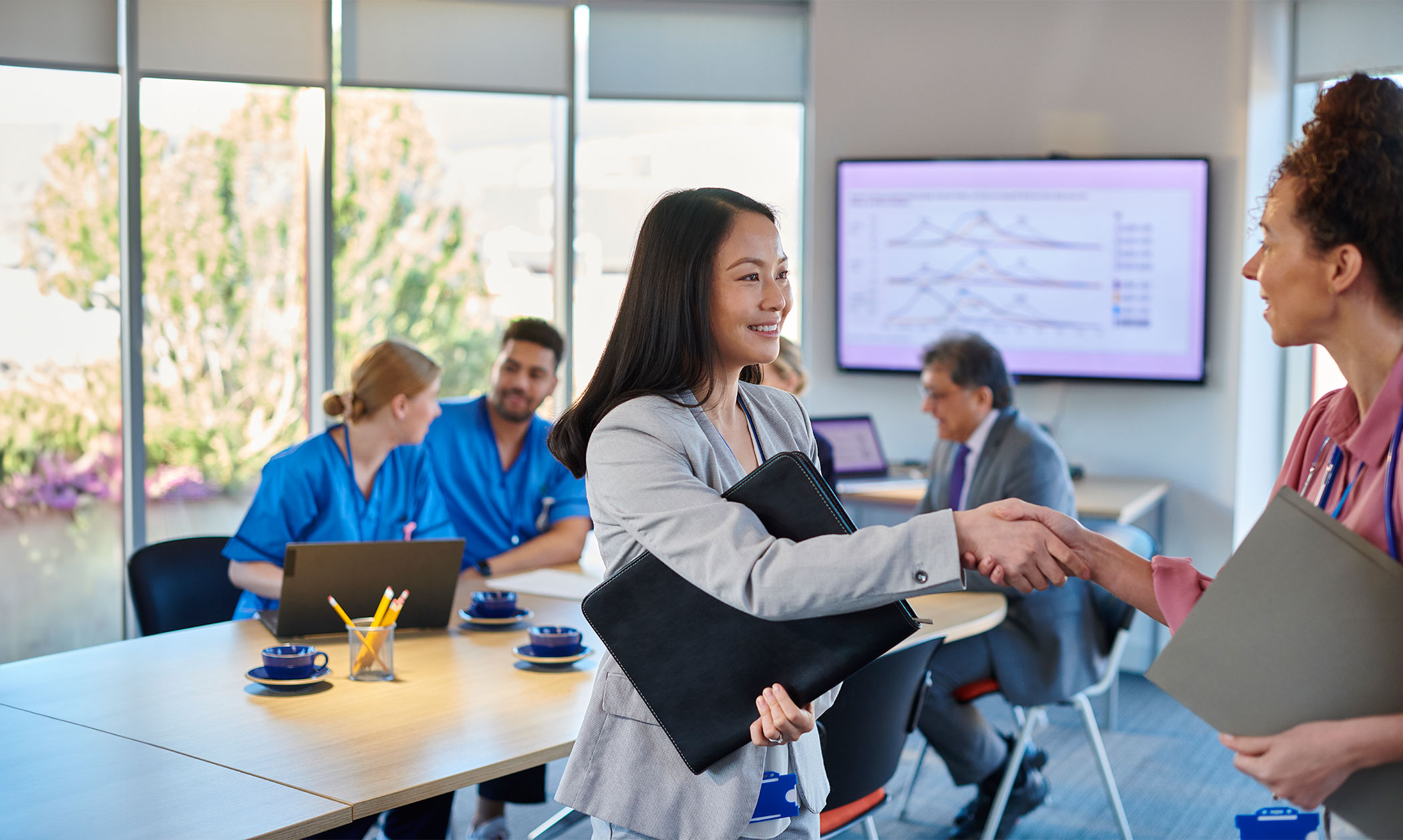 Broker at a sales meeting